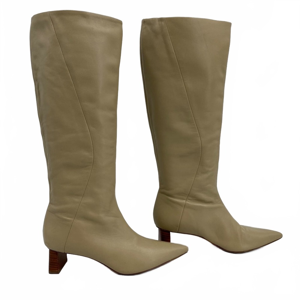 Vince Beige Pointed Toe Heeled Knee-High Boots | Womens 8.5